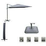 Proloisirs Set d'ombrage complet (1 parasol déporté nh 3x3 + 1 housse + 1 lestage) - grey