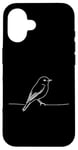 Coque pour iPhone 16 Line Art Oiseau et ornithologue Moucherolle aulne