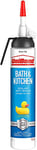 UniBond Bath & Kitchen Sealant, Mould Resistant White Silicone Sealant Ideal for Showers, Toilets, Tiles, Worktops & More, Durable & Waterproof, Easy Bathroom Sealant, 1x208g Easy Pulse