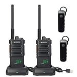 Retevis RB689 Wireless Walkie Talkie, Long Range, 2600mAh Rechargeable Two Way Radio, with Wireless Headphones, VOX, Flashlight, Adult Walkie Talkie for Security(Black, 2Pcs)