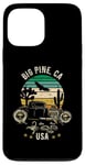 Coque pour iPhone 13 Pro Max Big Pine California USA Hotrod Design rétro coucher de soleil dans le désert