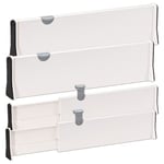 BillyBath Organisateur Tiroir Separateur Cuisine Réglable Séparateurs de Tiroir Organisateur de Tiroir À Ressort pour Cuisine Chambre Commode 38 à 54 cm Lot de 4, Blanc