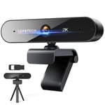 Webcam with Microphone, DEPSTECH 2K Webcam QHD USB Web Camera with Auto Light Correction and Dual Mics, PC Webcam Camera for Laptop Video Conferencing, Teaching, Streaming, and Gaming