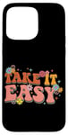 iPhone 15 Pro Max Take It Easy Retro Floral Motif Case