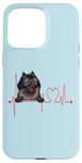 Coque pour iPhone 15 Pro Max EKG de battements de cœur pour chiens Wolf Spitz Funny Dogs My Cardio