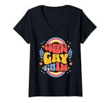 Womens Sounds Gay I'm In, with double rainbows, unique LGBTQ V-Neck T-Shirt