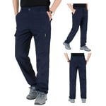 Aotoyou Pantalon Cargo Homme Travail avec Poches Grande Taille Séchage Rapide Bleu Marine XL