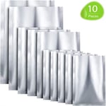 Outus 10 Pieces 3 Sizes Mylar Aluminium Foil Bags, Metallic Flat Ziplock Heat Sealable Bags Storage Pouch for Food Coffee Tea Beans