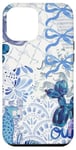 Coque pour iPhone 14 Plus Toile bleu clair nœud coquette Preppy Collage Cute Girls