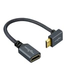 Câble Adaptateur Mini HDMI vers HDMI Coudé,Nylon tressé vers Le Bas coudé à 90 °,Câble d'extension Mini HDMI vers HDMI Compatible 3D/4K 1080p