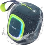 Enceinte Bluetooth Portable,Haut Parleur Puissant Lumineuse avec Bluetooth 5.3,Autonomie 15H,1800mAh,Radio FM,Port Clé USB,AUX,TF Carte,pour Soirées Plage Randonnées Voyage,Bleu Canard(Q283)