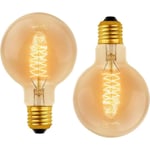 Ampoule Vintage Globe G80 E27 Dimmable 60W Blanc Chaud 2700K, 600lm, Ampoules de Décoration à Incandescence Rétro E27 Spirale Tungstène Filament