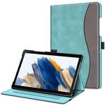 FINTIE Coque pour Tablette Samsung Galaxy Tab A8 2021 10.5” (SM-X200/SM-X205/SM-X207) - Housse Fixation à Multipositions Etui avec Poche de Document Veille/Réveil Automatique, Turquoise
