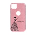 Coque Iphone 11 PRO paillettes rose fee papillon personnalisee