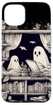 iPhone 15 Plus Spooky Ghosts Reading Books Library Bookworm Retro Bookish Case