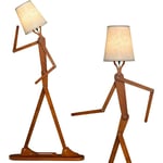 Lampadaire Décorative sur Pied 160 cm à Forme Humaine, Lampe en Bois avec Articulations Réglables, Forme Variable, Marron - Goplus