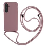 Keteen Collier pour Samsung Galaxy A05s Coque Silicone Liquide Bumper Housse Galaxy A05s Lanière avec Cordon Réglable Longueur Chaîne Lanyard Case Housse Étui pour Samsung A05s, Or Rose