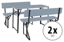 2x Salon de Jardin Bois Ensemble Table et Banc Exterieur Balcon Patio 119cm Set