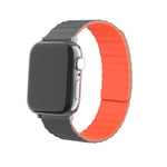 Strap-it Bracelet silicone magnétique - compatible pour Apple Watch 8 (gris/orange) - 41mm