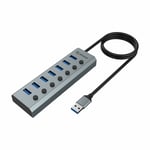 Akasa Connect 7 IPS, 7-Port USB Hub with Individual Switches, 5V/2A power adapter (AK-HB-21BKCM)