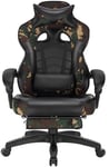 WOLTU Chaise Gaming PU Cuir Ergonomique Fauteuil Gaming, Livestream Siege Gaming Gamer avec Repose-Pieds, Pivotant Chaise Bureau Grand Dos & Grand Siège pour Personne Lourde, Camouflage