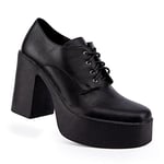 LAMODA - Day Alone Chunky Platform Shoes, UK 4 Black Pu