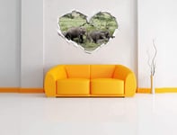 KAIASH 3d Wall Sticker large elephant family heart shape in 3D look wall or door sticker wall sticker wall decal wall decoration 62x43cm