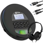 KLIM Nomad – Lecteur CD Portable - Batterie Intégrée Longue Durée - Écouteurs - Compatible CD-R, CD-RW, MP3 - Lecteur TF, Mini Radio Portable, Bluetooth - pour la Voiture [NOUVEAUTÉ 2024]