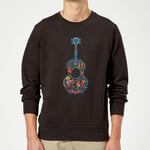 Coco Guitar Pattern Sweatshirt - Black - XXL