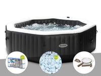 Kit spa gonflable Intex PureSpa Carbone octogonal Bulles et Jets 6 places + 12 filtres + 5 kg de sel + Kit d'entretien