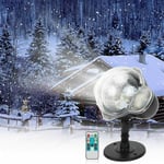 Snöfall LED-projektorlampa, lampor med roterande fjärrkontroll Vattentät landskap Snöflinga Dekorativ belysning för fest