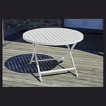 Table de jardin ronde pliante - 4/6 places - Aluminium - Gris - MARIUS  