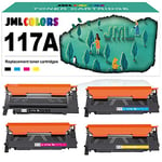 JMLCOLORS 117A Toner Cartridges With Chip Replacement for HP 117A 117 W2070A W2071A W2072A W2073A Color Laser MFP 179fwg 178nwg 179fnw 178nw 150a 150nw 179 178 150 (4-Pack, Black Cyan Yellow Magenta)