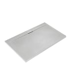 Ultraflat S I.Life Receveur de Douche Ultraplat 3 cm d'Épaisseur, Rectangulaire 160 x 90 cm, Finition Pierre Texturée, Naturellement Anti-Dérapant, Cache-Bonde Fourni, Blanc T5226FR