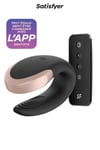 Vibromasseur Luxe "Double Love" Noir - 10 Modes de Vibrations Étanche & Puissant