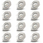 Lot de 12 spots encastrable mur et plafond, spots dinterieur, IP23 ultraplats 24mm, orientables, Ø90mm, nickel mat, éclairage plafond encastrable,