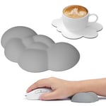 ATTACK SHARK Souris Nuage Repose-Poignet avec Sous-Verre, Repose-Poignet Clavier Ergonomique en Mousse à Mémoire avec Massage, Support de Repos de Paume pour Ordinateur Portable,Jeu, Bureau-Gris