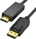 Câble Displayport Vers Hdmi 1,8 M, Adaptateur Câble Dp Vers Hdmi 4K, Câble Unidirectionnel Dp 1.2 Vers Hdmi 1.4 Compatible Avec Moniteur Tv Projecteur Ordinateur Portable Dell Hp Et Plus