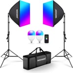 24W RGB LED PHOTOGRAPHY SOFTBOX LIGHTING KIT(UK PLUG)