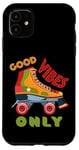 Coque pour iPhone 11 Patins à roulettes rétro des années 70 Good Vibes Only