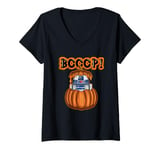 Womens Star Wars Halloween Booop! Pumpkin Cute R2D2 Big Chest Logo V-Neck T-Shirt