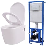 Toilette murale WC à poser Pack WC complet avec réservoir caché Céramique Blanc 39256