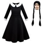 Adams Family Girl's Wednesday Cosplay rollspelskostym dress wig 120cm dress wig 130cm