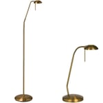 Standing Floor & Table Lamp Set Antique Brass Touch Dimmer Adjustable Neck Light