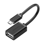 Ugreen Micro USB (uros) - USB-A (naaras) OTG litteä kaapeli, 0,15 m - musta