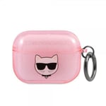 Karl Lagerfeld AirPods Pro Kuori Embossed Choupette Glitter Vaaleanpunainen