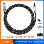 3.5mm Optical Fiber  Cable 24K Gold Plated Connector 1m For Laptop DVD TV