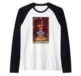 The Hanged Man Tarot Card Halloween Vintage Marionette Goth Raglan Baseball Tee