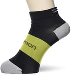 Salomon 1 Pair of Unisex Short Socks, SONIC PRO, Polyamide/Polypropylene, Size XL (10.5-12), Black/Yellow (Night Sky/Citronelle), LC1131600