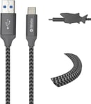 USB Type-C 1M Cable-Fast Charge and Sync for Mobile-USB 3.0 Orange-Durable Nylon and Shark Cable Protector Included-Compatible avec Samsung,xiaomi,Huawei,PS4,xbox.[W1198]